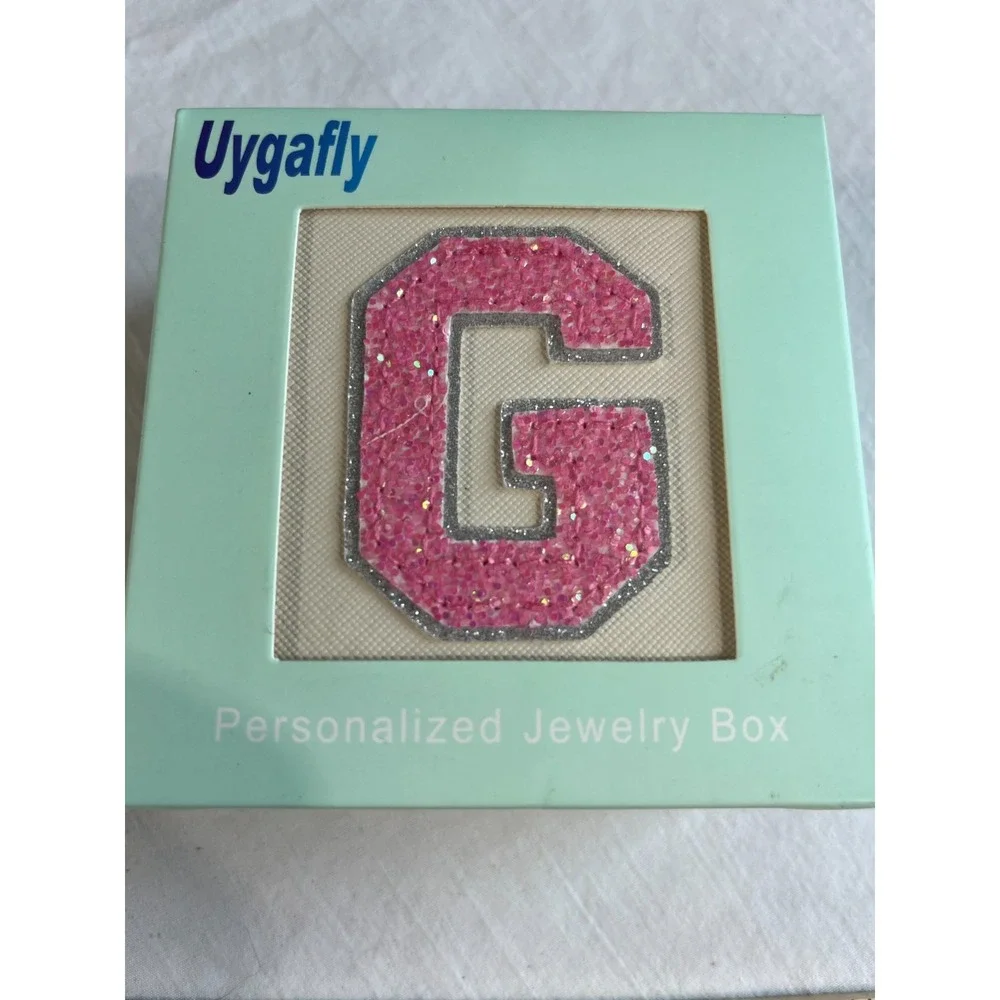 Personalized Jewelry Box Women Girls Pink Glitter Monogram G, Gift Ugafly Trendy